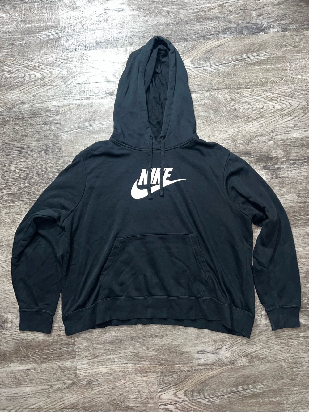 Nike Black Basic Casual Hooded Sweatshirt With White Logo Men’s Size XL